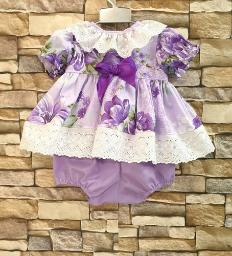 DREAM 0-5 YEARS LILAC LAVENDER SPANISH BLOUSE TOP /& BUBBLE PANTS OR REBORN DOLLS