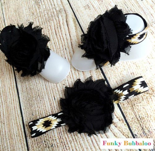 Baby Girls Headband /& Barefoot Sandals Gift Set Soft Girl Pram Shoes Newborn