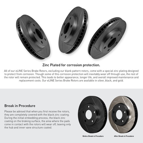 REARS DIAMOND SLOTTED PERFORMANCE BRAKE ROTORS DISC C4576 BLACK EDITION ELINE