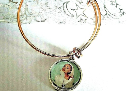 ARIANA GRANDE ADJUSTABLE ROSE GOLD PHOTO BANGLE CHARM GIFT BOX PARTY 7 TO 16 Y