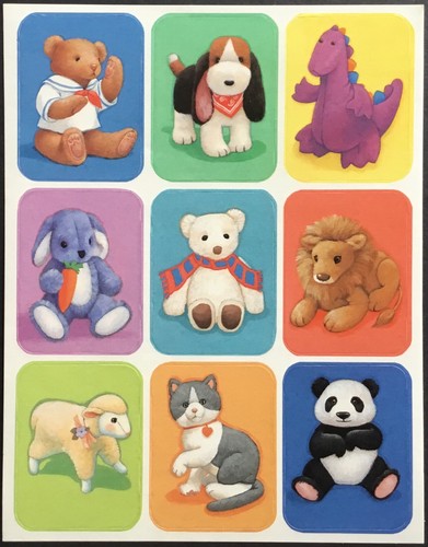 Mint Condition!! Vintage Eureka Stickers Plush Animals