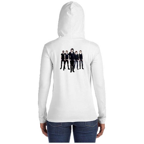 New Women/'s Longsleeve Hoodie Asking Alexandria Hoodie White Two Sides