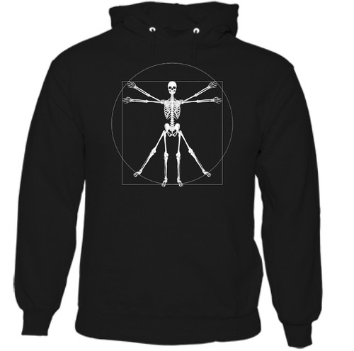 Vitruvian Scheletro Da Uomo Divertente di Halloween Felpa con Cappuccio Teschio Biker Tattoo Moto
