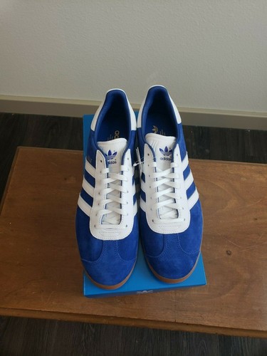 Adidas Original Gazelle Electric Blue//White Gum Sole B37943 Mens NIB size 10.5