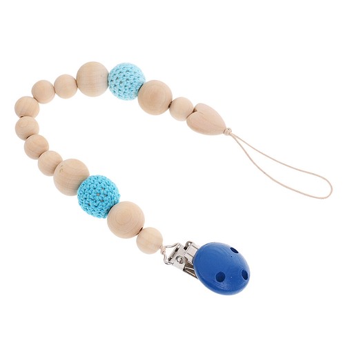 Teether Chain for Baby Crocheted Wooden Beads Baby Jewelry