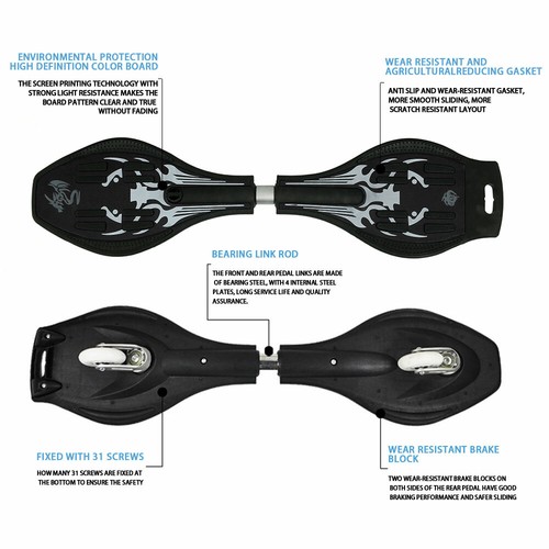 Swivel Car Ripstik Skateboard Caster Ripstick Skate Board Surfing 2 Wheels Kid