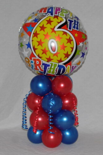 FOIL BALLOON DISPLAY AGE 6 TABLE CENTREPIECE 6TH BIRTHDAY