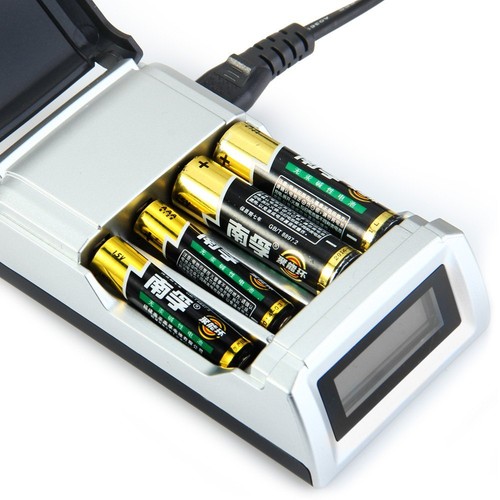 US Plug Free P/&P C905W 4 Slots LCD Charger for AA AAA NiCd NiMh Batteries