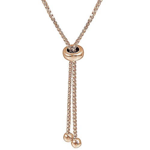 Rose Gold Tone over Sterling Silver Polished Anchor Adjustable Bracelet