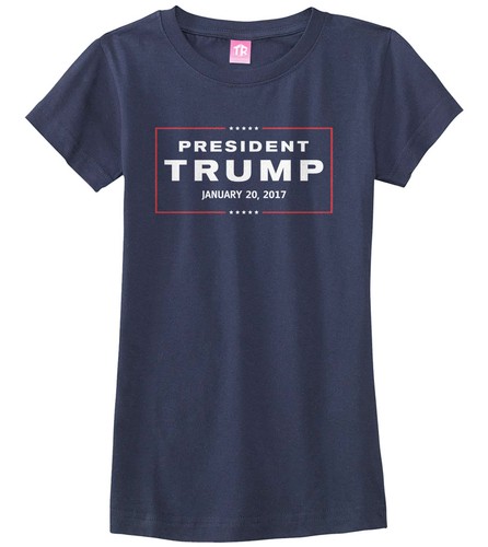 Threadrock Girls President Trump Inauguration Day Fitted T-shirt 2017