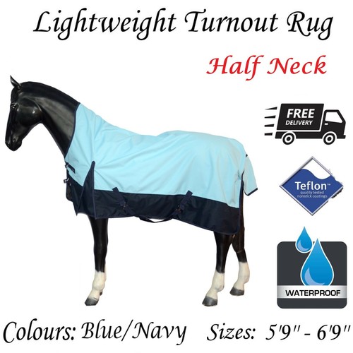 Equitack Lightweight Horse Turnout Outdoor Rug 0g Waterproof Half Neck BLUE//NAVY