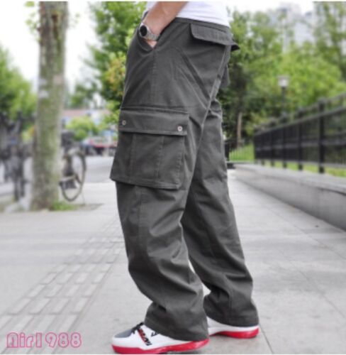 Loose Fashion XL-6XL Men/'s Casual Pants Pockets Sports Work Overalls Trousers