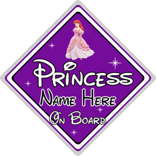 Personalised Disney Princess On Board Car Sign Purple Ariel Little Mermaid
