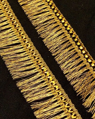 1 Yard Gold Lurex Fringe Zari Tassel 3cm Saree Border Craft SewOn Trim Cut Piece