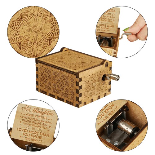 You Are My Sunshine Engraved Toy Kid Gift Wooden Music Box Mom//Dad To Daughter