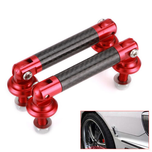 2x Red Universal Car Front Bumper Lip Splitter Rod Strut Tie Bar Support Kit JDM 