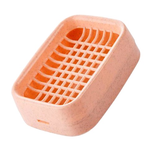Shower Room Bathroom Double Layer Soap Box Case Tray Holder With Drain,Pink