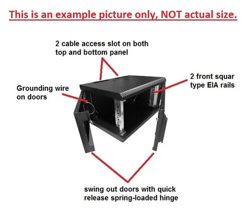Glass Door w//lock 19 Inch 15U 500mm Deep Wall Mount Network Cabinet Rack Black