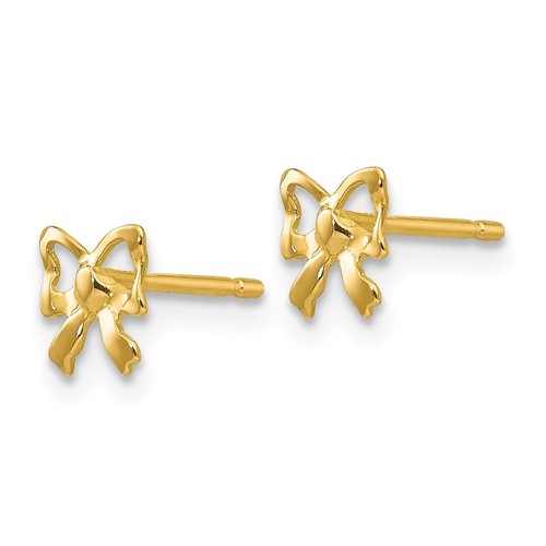 Details about / 14K Yellow Gold Bow Stud Post Earrings MSRP $100