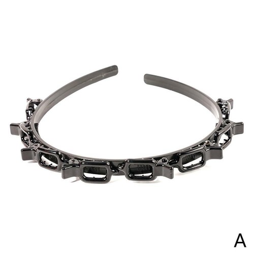 Details about / Women Double Bangs Hairstyle Hairpin Headband Clips Hair Band Hollow Woven Bangs