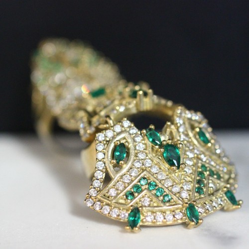 Turkish Emerald Ring 925 Sterling Silver Handmade Authentic Size 6,7,8,9,10