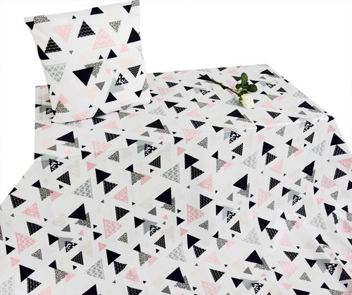 50cm STOFF BAUMWOLLE Dekostoff Dreieck geometrische Muster weiß 6,40 €//m