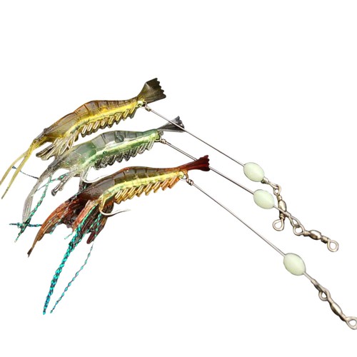 3PCS 10CM 6G Saltwater Fishing Luminous Soft Lures Artificial Shrimp Hooks Baits