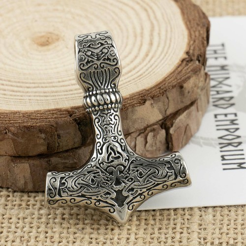 Viking Thors Hammer Mjolnir Necklace Stainless Steel Mens Norse Jewellery