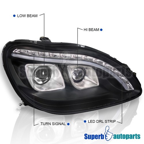 1998-2006 Mercedes Benz W220 S320 S420 Projector LED Signal Black Headlights