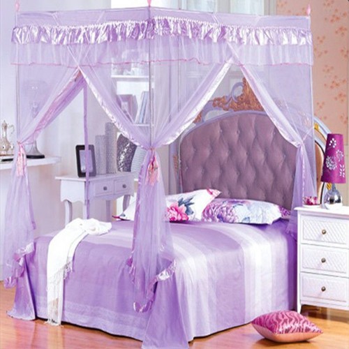 4 Corner Post Bed Canopy Full Queen King Size Mosquito Net Bedroom Mesh Curtain