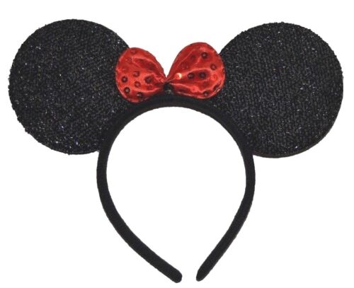 Haarreifen Mausohren Fasching Karneval Minnie Mouse Glitzer Maus Ohren Haarreif