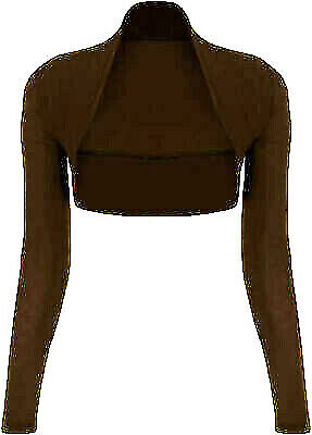 Women's Plain Bolero Shrug Long Sleeves Cropped Top Ladies Cardigan Plus Size UK 