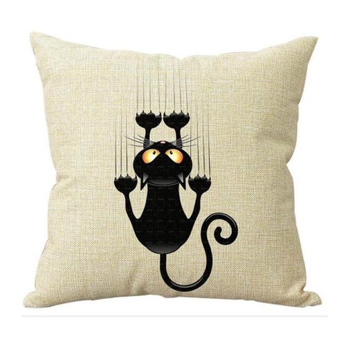 Cute Black Cat Square Pillow Case Bed Sofa Waist Throw Cushion Cover Home Decor