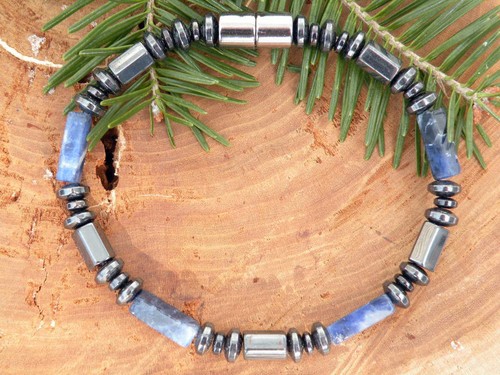 Men/'s Powerful Magnetic Hematite DRUM Bracelet Necklace 12 choices of Gemstones