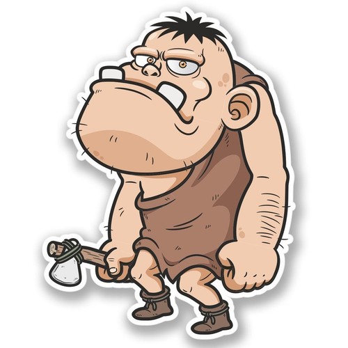 2 X Cueva de hombre Neandertal Pegatina de vinilo Laptop Equipaje de Viaje #4227