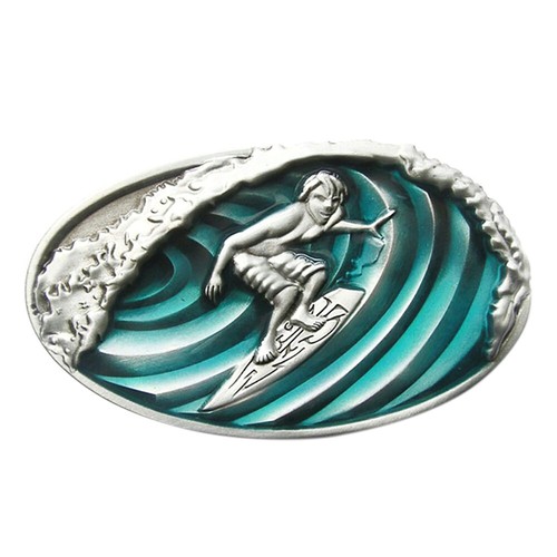 Surfing I Metal Belt Buckle Surfer Sea Beach Bar and Grill Tiki Wave Waves