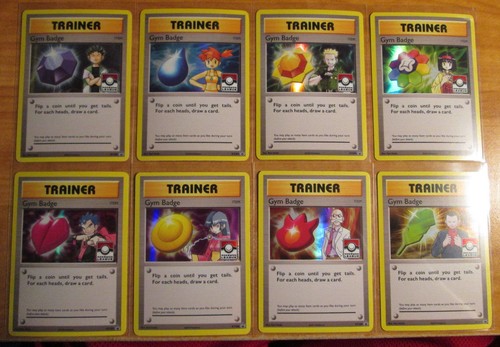 LP//NM COMPLETE Pokemon GYM BADGE Card BLACK STAR PROMO Holo LEAGUE XY203-XY210