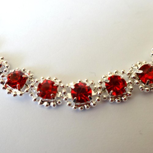 - 198 V approx. 18.49 cm Plata CON rubíes rojos simulado 7.28 in Wome/'ns Pulsera de tenis C