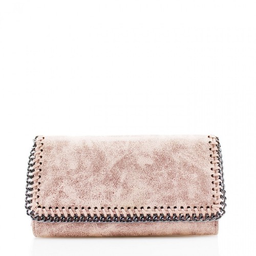 S756 Donna Piegato Chain Trim Stitch dettaglio donne lungo borsa telefono Holder Wallet