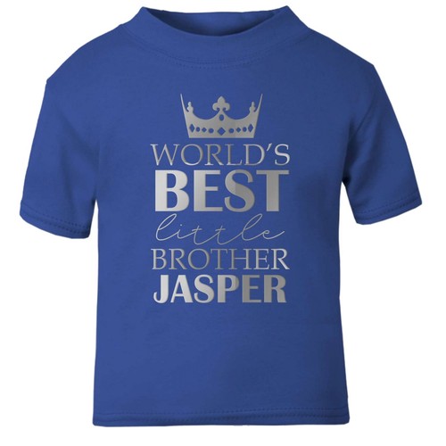 Silver World/'s Best Little Brother CUSTOM NAME T Shirt Top Promoted To New Born