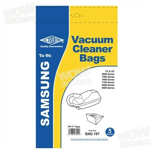Pack of 5 Electruepart VP77 Vacuum Dust Bagsfor Hinari DD2433H