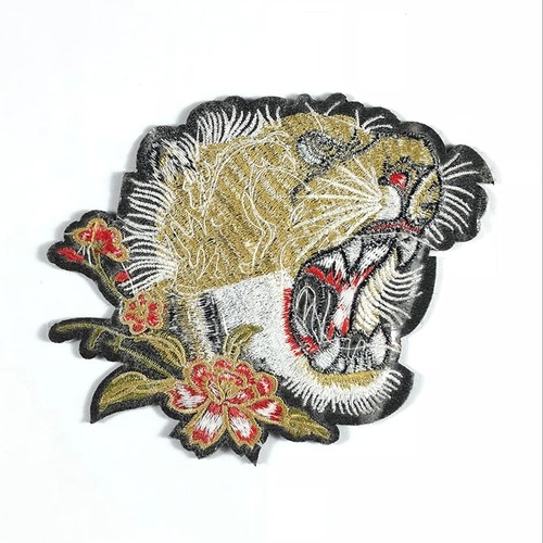 Large Tiger Head Embroidery Applique Sequin Jeans Sew Iron on Patch Jacket Badge