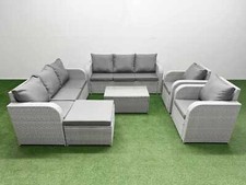 Fimous PE Rattan High Back Garden Furniture Set Patio Coffee Table & Chairs Sets