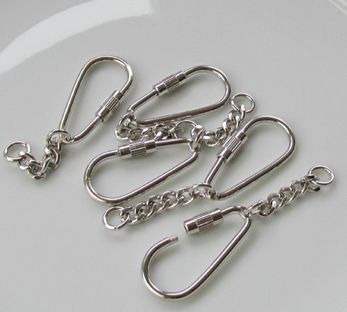 Jewellery Design Findings Silver Plated Large Blank Twist Clasp Chain Keyrings