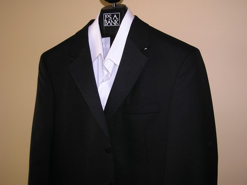 $475 New Jos A Bank Tuxedo Formal wear solid black 3 button Jacket 42 L