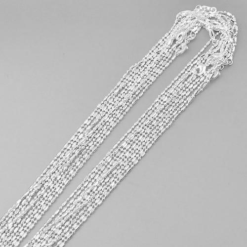 50pcs Vente en gros 1 mm Plaqué Argent colonnaire Perles Boule Chaîne Collier Pour Femmes