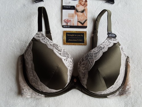 NEW M/&S AUTOGRAPH ROSIE LUXURIOUS SILK /& LACE PADDED PLUNGE BRA 36C IN OLIVE