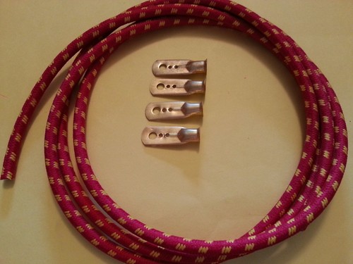 Vintage Austin Morris Spark Plug Red Braided HT Lead Kit Coil Type 6 Feet Long