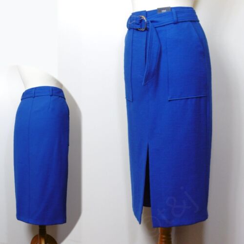 M/&S Midi Length PENCIL SKIRT with Belt ~ Var Sizes ~ COBALT BLUE