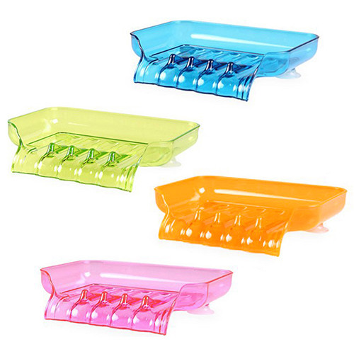 Bathroom Silicone Suction Soap Dish Storage Holder Soapbox Plate Drain Dulce HK